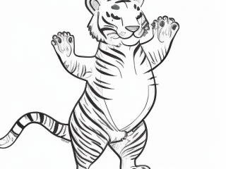 Standing, smiling tiger