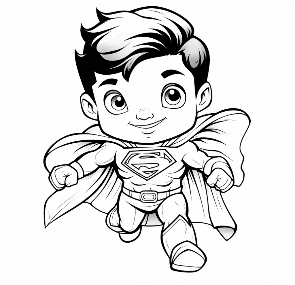 Chibi Superman Free Coloring Page