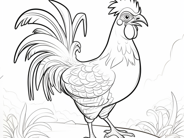 Fee printable coloring page of rooster