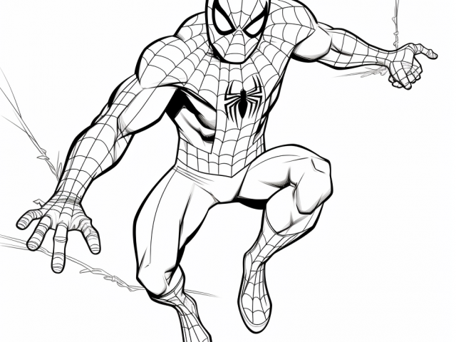 Spiderman Free Coloring Page jumping