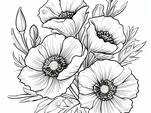 Free coloring pages of California Poppies