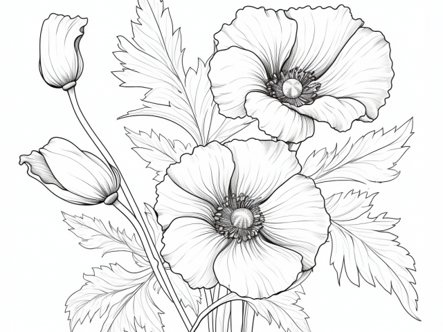 Free printable coloring Pages of Poppies