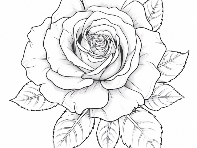 Free coloring page of Blooming Rose Flower