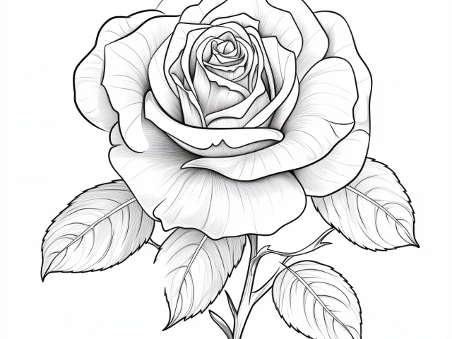 Free coloring page of Blooming Rose Flower