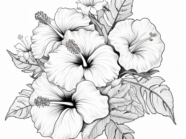 Free coloring page of Hibiscus Flower
