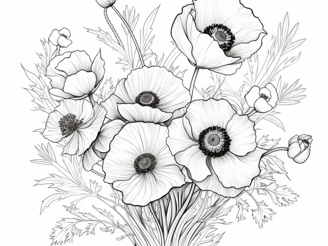 Free coloring pages of Poppies