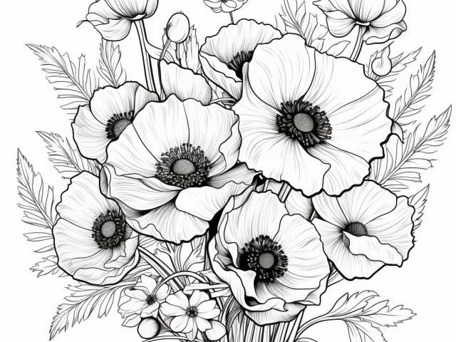 Free coloring pages of Poppies