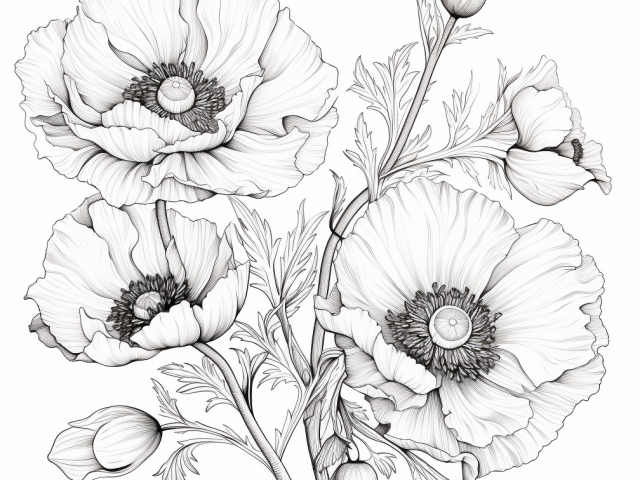Fee coloring pages of Poppy Flower