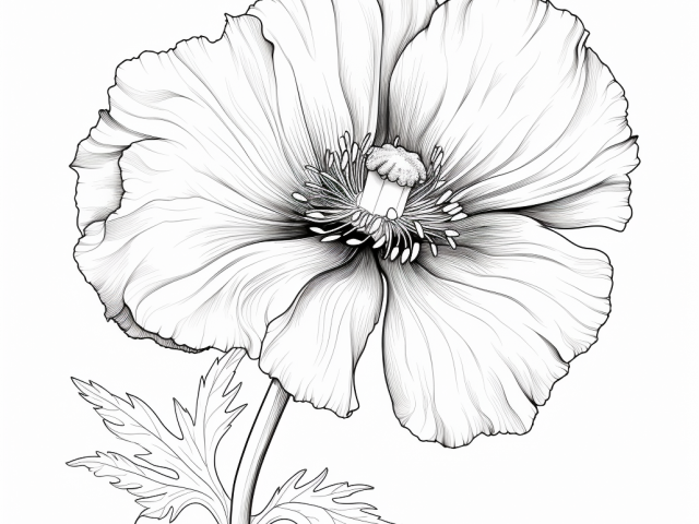 Free printable coloring page of Poppy Flower