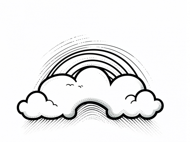 Free printable coloring page of rainbow with clouds