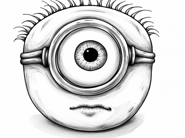 Free printable coloring page of One Eyed Minion