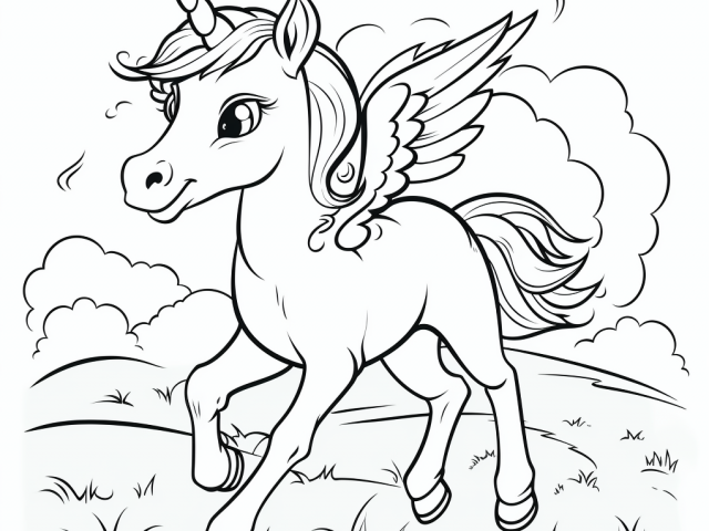 Free coloring pages of Unicorn