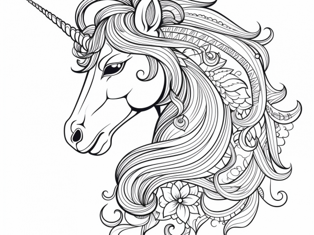 Free coloring pages of beautiful unicorn