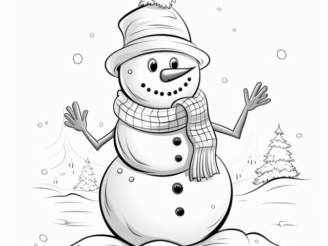 Free printable coloring page of Christmas Snowman