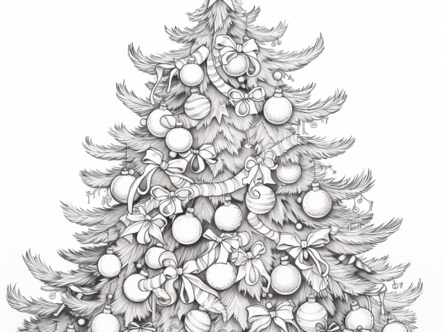 Free printable coloring page of Decorated Christmas Tree