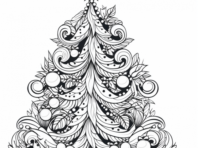 Free printable coloring page of Decorated Christmas Tree