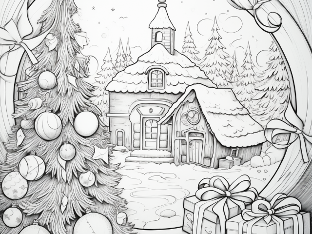 Free printable coloring page of Christmas Card