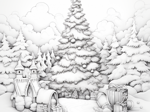 Free coloring page of Merry Christmas Card