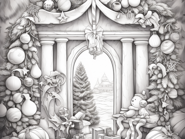 Free coloring page of Merry Christmas Card
