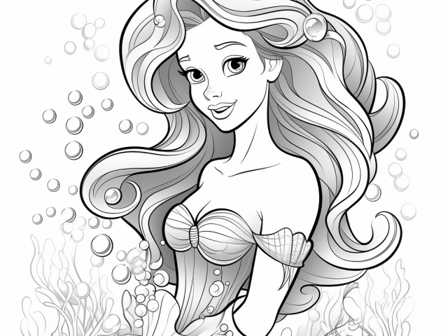 Free coloring page of Ariel