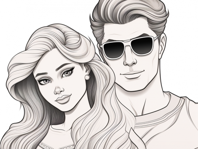 Free coloring pages of Barbie and Ken