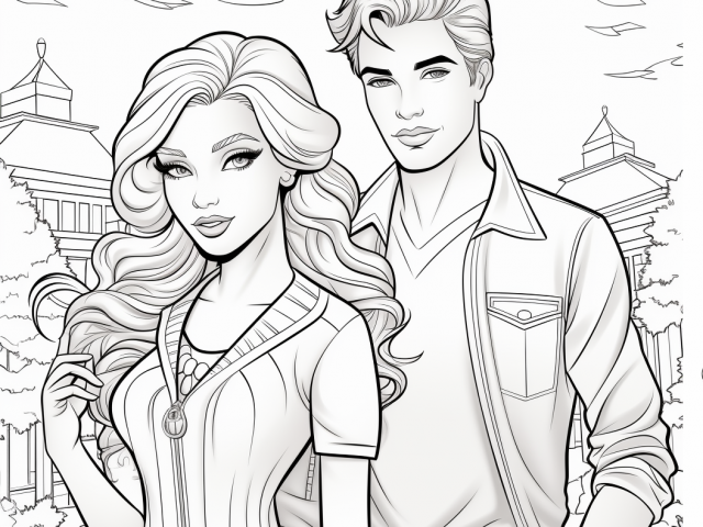 Free coloring pages of Barbie and Ken