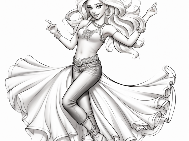 Free coloring pages of Barbie dancing
