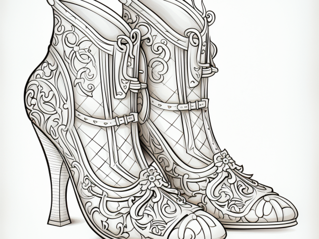 Coloring Page of Cinderalla Shoes