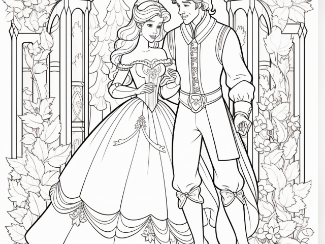 Coloring Page of Cinderalla and the Prince