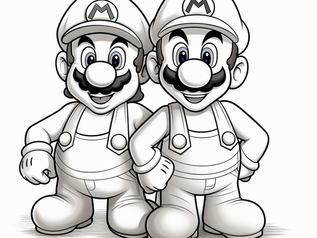 Free coloring page of Mario and Luigi