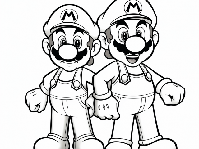 Free coloring page of Mario and Luigi