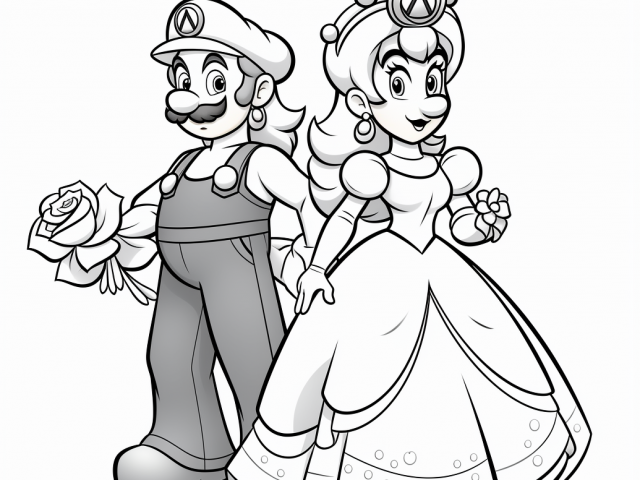 Free coloring page of Mario and Princess Daisy
