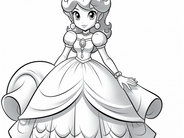 Free coloring page of Princess Daisy in Super Mario