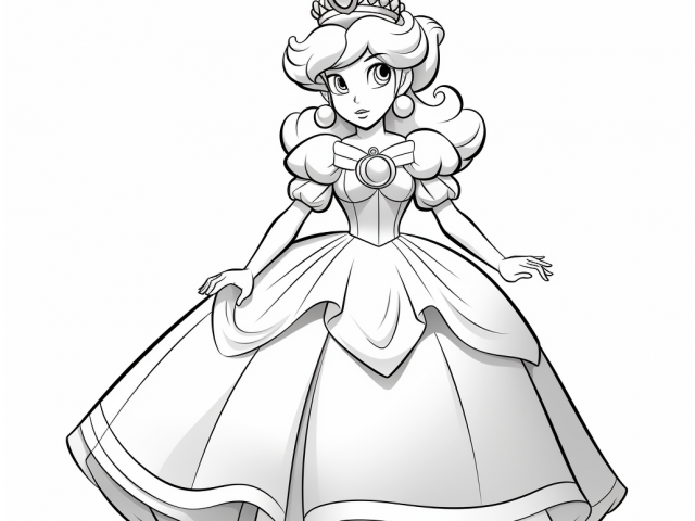 Free coloring page of Princess Peach in Super Mario
