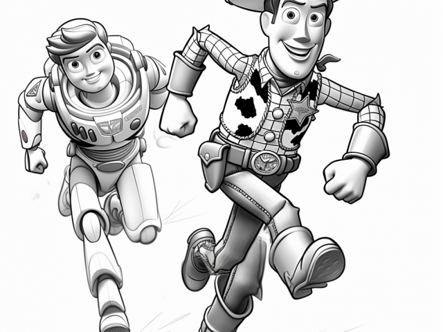 Free printable coloring page of Woody and Buzz