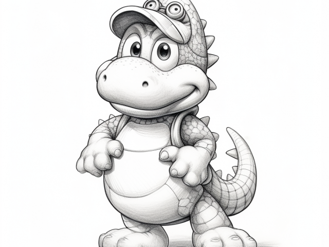 Free coloring pages of Yoshi in Super Mario