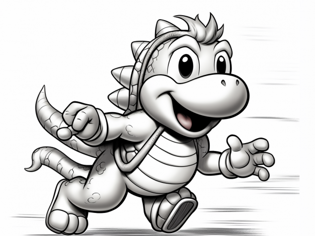 Free coloring pages of Yoshi in Super Mario running