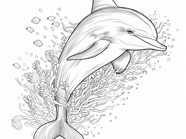 Free printable coloring page of Dolphin