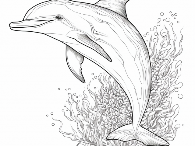 Free printable coloring page of Dolphin
