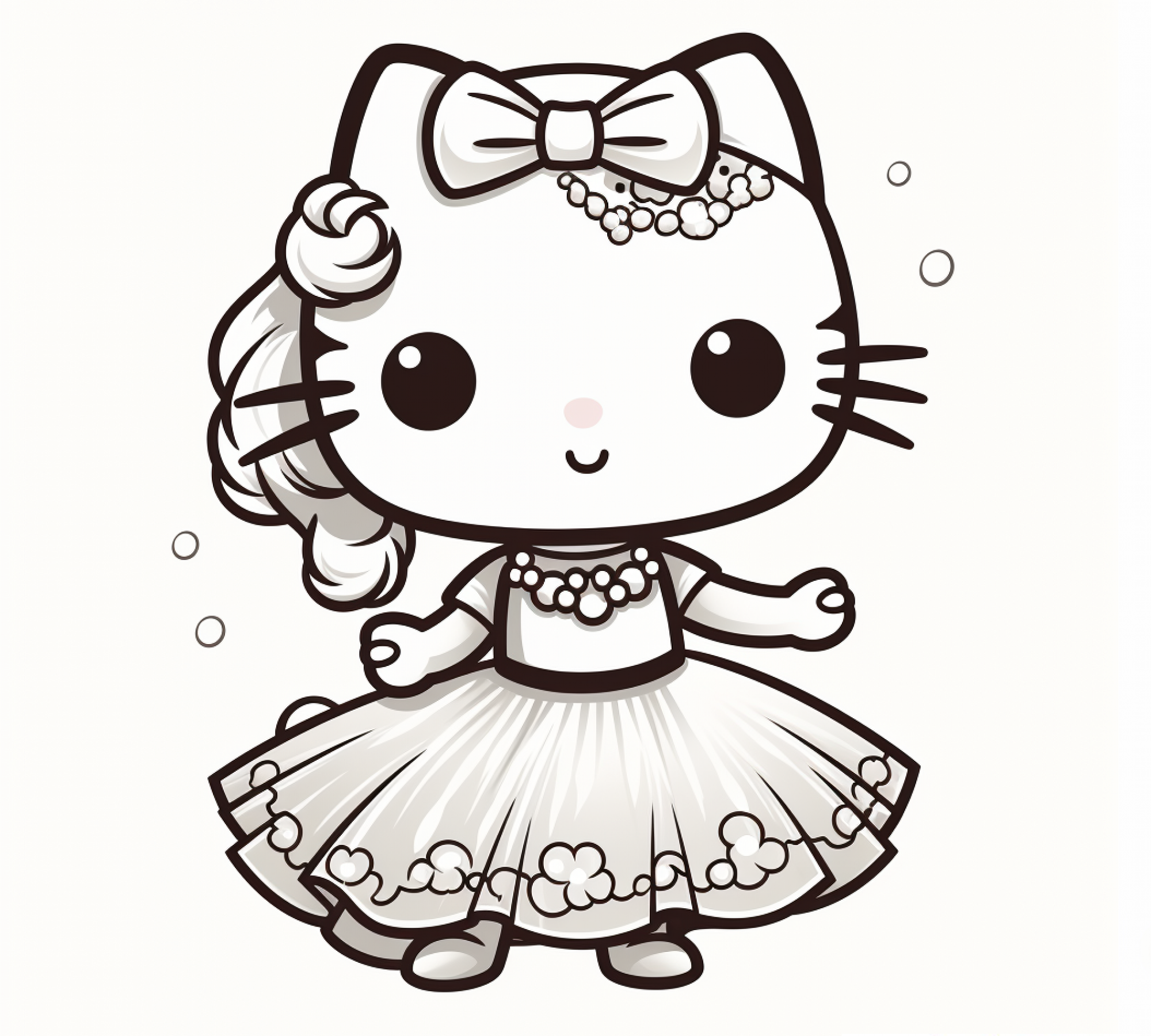 Free coloring page and drawing of Hello Kitty Characters