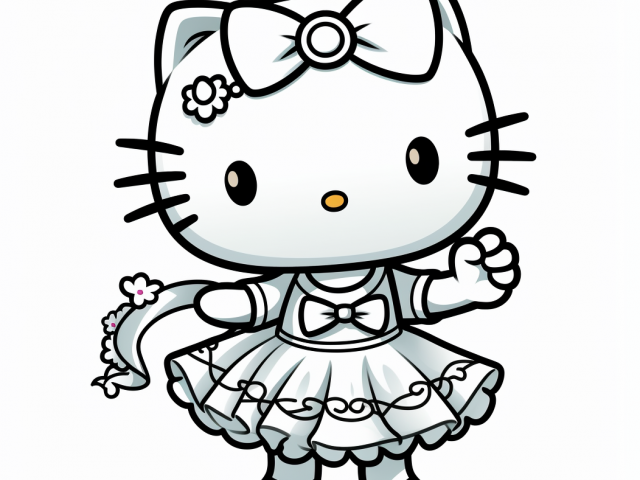 Free coloring drawing of Hello Kitty