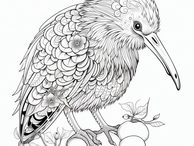 Free printable coloring page of Kiwi
