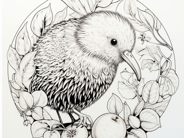 Free printable coloring page of Kiwi