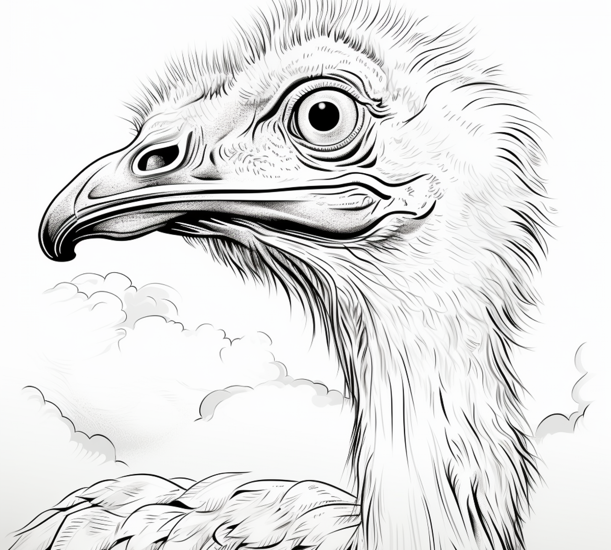 Free printable coloring page of Ostrich