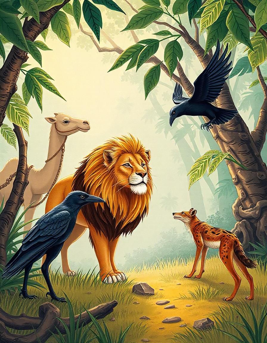 The Lion, Camel, Jackal and the Crow