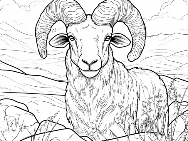 Free coloring page of African Ram