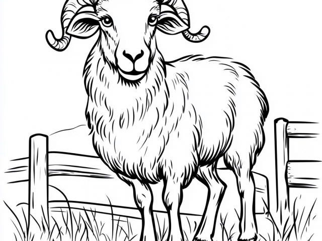 Free coloring page of Ram in a Farm
