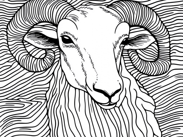 Free coloring page of Ram with no Wool