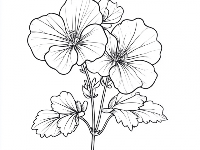 Geranium Flower Free coloring page of a Geranium Flower
