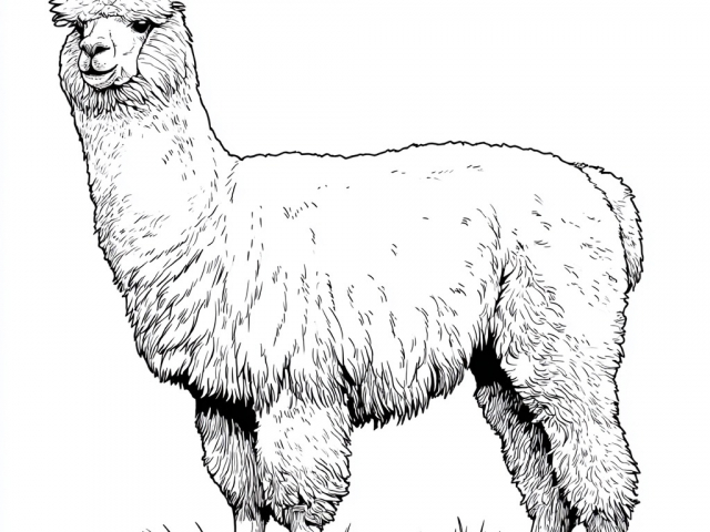 Free coloring page of an Alpaca